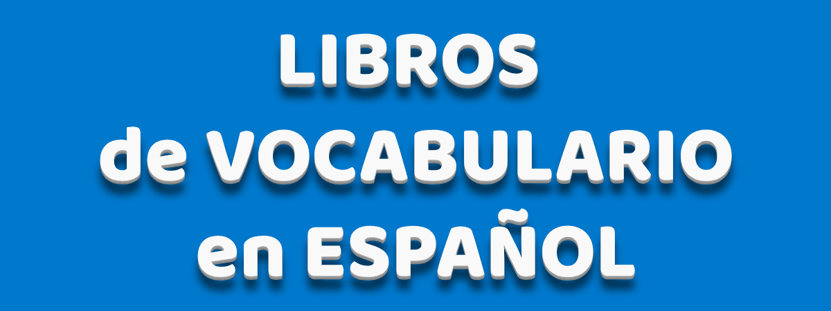 Ilustración de libros de vocabulario en español.